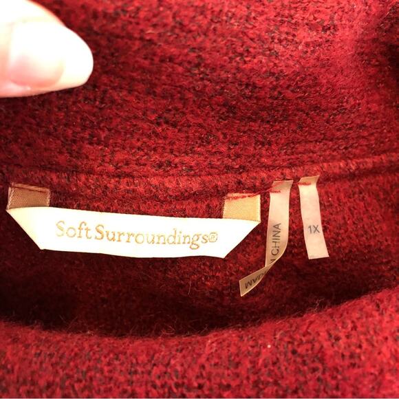 Soft Surroundings deep red slit collar tunic sweater size 1X - Picture 13 of 14